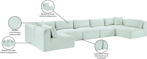 Faye 171" Mint Corduroy Performance Fabric Upholstered Sectional, 7-Piece