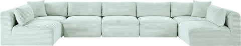 Faye 171" Mint Corduroy Performance Fabric Upholstered Sectional, 7-Piece