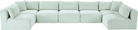 Faye 171" Mint Corduroy Performance Fabric Upholstered Sectional, 7-Piece