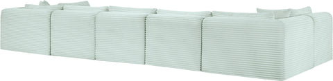 Faye 171" Mint Corduroy Performance Fabric Upholstered Sectional, 7-Piece