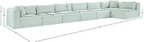Faye 202" Mint Corduroy Performance Fabric Upholstered Sectional, 7-Piece