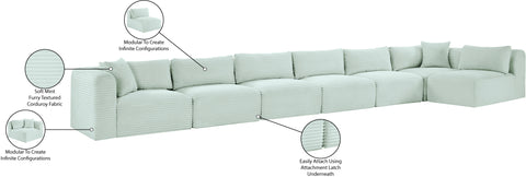 Faye 202" Mint Corduroy Performance Fabric Upholstered Sectional, 7-Piece