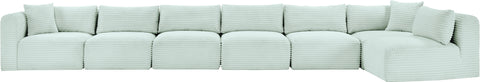 Faye 202" Mint Corduroy Performance Fabric Upholstered Sectional, 7-Piece