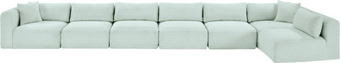 Faye 202" Mint Corduroy Performance Fabric Upholstered Sectional, 7-Piece