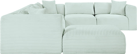 Faye 140" Mint Corduroy Performance Fabric Upholstered Sectional, 7-Piece