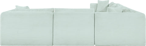 Faye 140" Mint Corduroy Performance Fabric Upholstered Sectional, 7-Piece