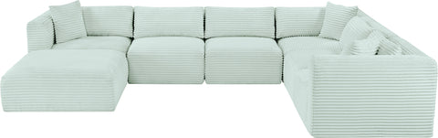 Faye 140" Mint Corduroy Performance Fabric Upholstered Sectional, 7-Piece