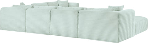 Faye 140" Mint Corduroy Performance Fabric Upholstered Sectional, 7-Piece