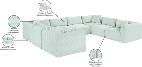 Faye 140" Mint Corduroy Performance Fabric Upholstered Sectional, 8-Piece