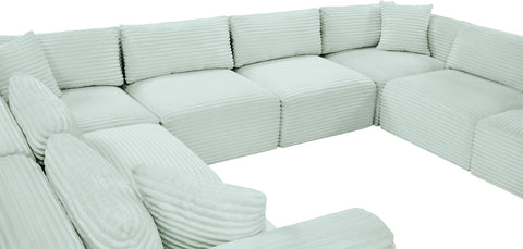 Faye 140" Mint Corduroy Performance Fabric Upholstered Sectional, 8-Piece