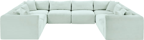 Faye 140" Mint Corduroy Performance Fabric Upholstered Sectional, 8-Piece