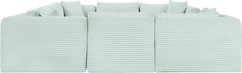 Faye 140" Mint Corduroy Performance Fabric Upholstered Sectional, 8-Piece