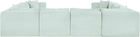 Faye 140" Mint Corduroy Performance Fabric Upholstered Sectional, 8-Piece