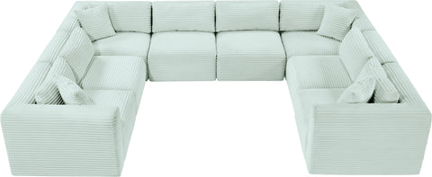 Faye 140" Mint Corduroy Performance Fabric Upholstered Sectional, 8-Piece