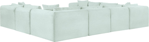Faye 140" Mint Corduroy Performance Fabric Upholstered Sectional, 8-Piece