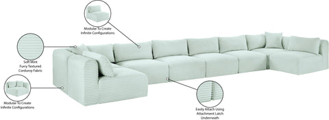Faye 202" Mint Corduroy Performance Fabric Upholstered Sectional, 8-Piece