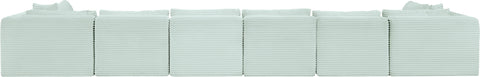 Faye 202" Mint Corduroy Performance Fabric Upholstered Sectional, 8-Piece