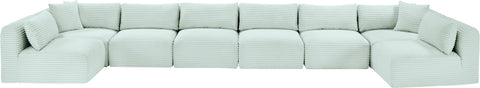 Faye 202" Mint Corduroy Performance Fabric Upholstered Sectional, 8-Piece