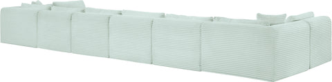 Faye 202" Mint Corduroy Performance Fabric Upholstered Sectional, 8-Piece