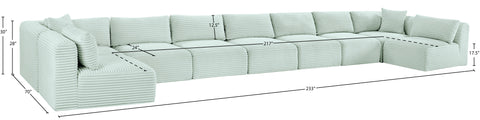 Faye 233" Mint Corduroy Performance Fabric Upholstered Sectional, 9-Piece