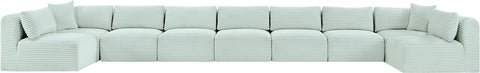 Faye 233" Mint Corduroy Performance Fabric Upholstered Sectional, 9-Piece