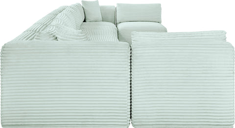 Faye 233" Mint Corduroy Performance Fabric Upholstered Sectional, 9-Piece