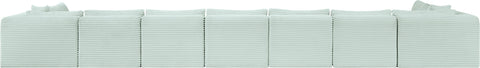 Faye 233" Mint Corduroy Performance Fabric Upholstered Sectional, 9-Piece