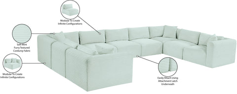 Faye 171" Mint Corduroy Performance Fabric Upholstered Sectional, 9-Piece