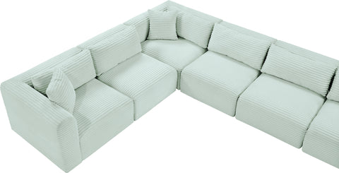 Faye 171" Mint Corduroy Performance Fabric Upholstered Sectional, 9-Piece