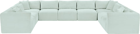 Faye 171" Mint Corduroy Performance Fabric Upholstered Sectional, 9-Piece