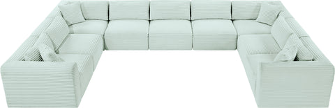 Faye 171" Mint Corduroy Performance Fabric Upholstered Sectional, 9-Piece