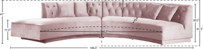 Madelyn Pink Velvet 2pc. Sectional Sectional