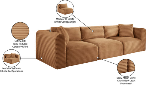 Faye 109" Saddle Corduroy Performance Fabric Upholstered Sofa, 3-Piece