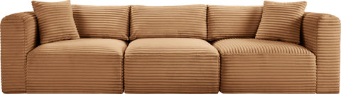 Faye 109" Saddle Corduroy Performance Fabric Upholstered Sofa, 3-Piece