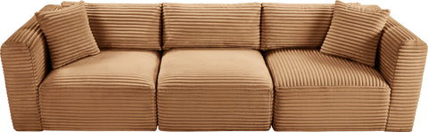 Faye 109" Saddle Corduroy Performance Fabric Upholstered Sofa, 3-Piece