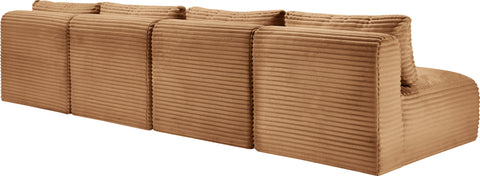 Faye 124" Saddle Corduroy Performance Fabric Upholstered Armless Sofa, 4-Piece
