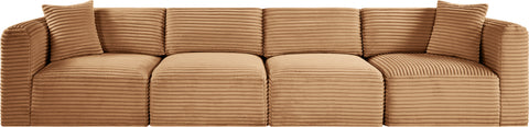 Faye 140" Saddle Corduroy Performance Fabric Upholstered Sofa, 4-Piece