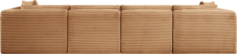 Faye 140" Saddle Corduroy Performance Fabric Upholstered Sofa, 4-Piece