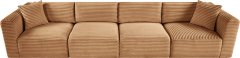 Faye 140" Saddle Corduroy Performance Fabric Upholstered Sofa, 4-Piece