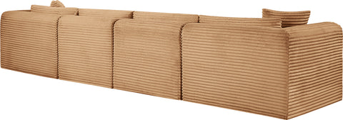Faye 140" Saddle Corduroy Performance Fabric Upholstered Sofa, 4-Piece