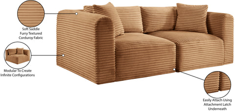 Faye 78" Saddle Corduroy Performance Fabric Upholstered Sofa, 2-Piece