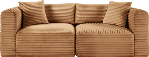Faye 78" Saddle Corduroy Performance Fabric Upholstered Sofa, 2-Piece