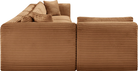 Faye 140" Saddle Corduroy Performance Fabric Upholstered Sectional, 5-Piece (Style 2)