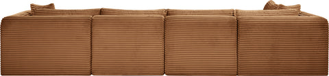 Faye 140" Saddle Corduroy Performance Fabric Upholstered Sectional, 5-Piece (Style 2)