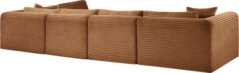 Faye 140" Saddle Corduroy Performance Fabric Upholstered Sectional, 5-Piece (Style 2)