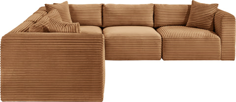 Faye 109" Saddle Corduroy Performance Fabric Upholstered Sectional, 5-Piece