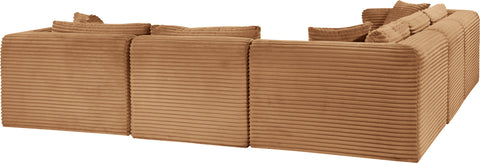 Faye 109" Saddle Corduroy Performance Fabric Upholstered Sectional, 5-Piece