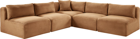 Faye 101" Saddle Corduroy Performance Fabric Upholstered Sectional, 5-Piece