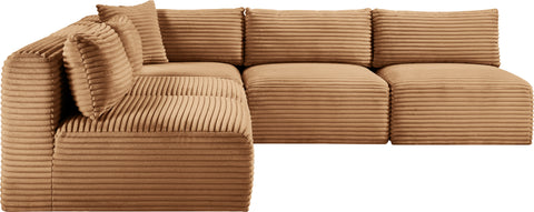 Faye 101" Saddle Corduroy Performance Fabric Upholstered Sectional, 5-Piece