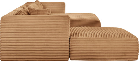 Faye 145" Saddle Corduroy Performance Fabric Upholstered Sectional, 5-Piece